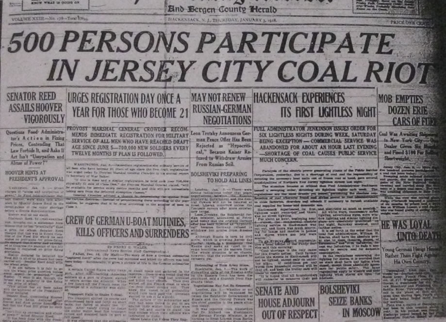 500 Persons Participate in Jersey City Coal Riot January 3 1918